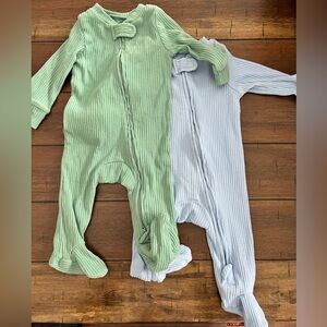 Green and Blue Ribbed Kids One Piece Set